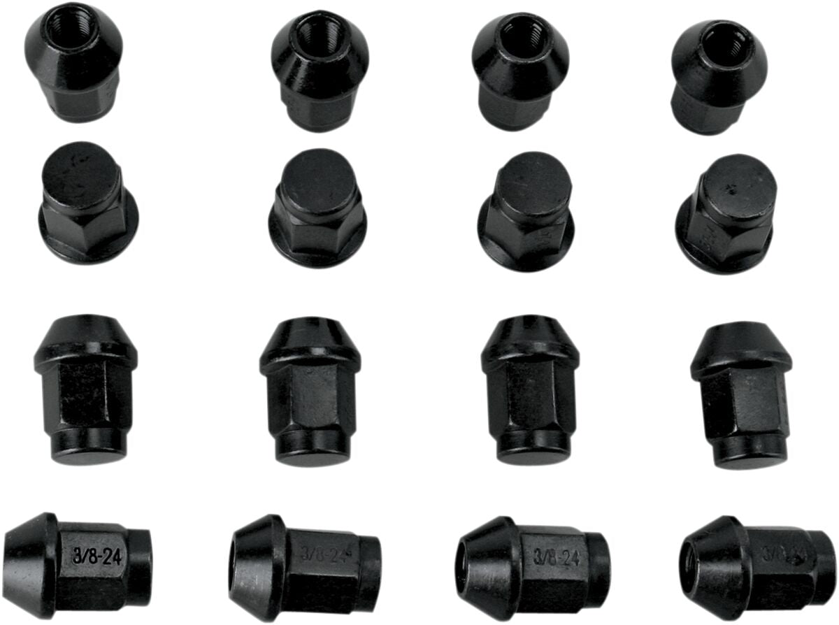 LUG NUT BLK 3/8 TAPR 16P