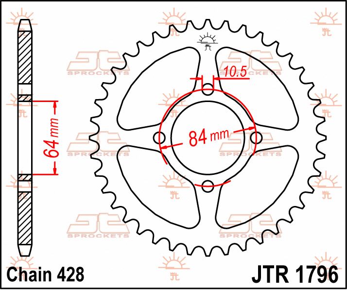 SPROCKET REAR 51T 428