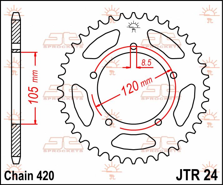 SPROCKET REAR 51T 420