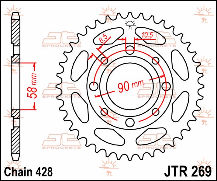 SPROCKET REAR 43T 428
