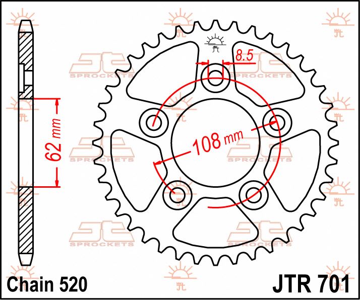 SPROCKET REAR 43T 520