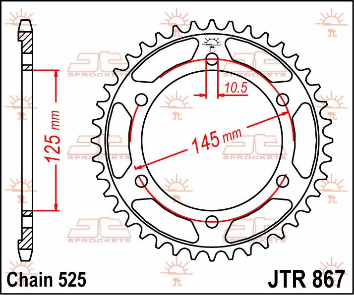 SPROCKET REAR 44T 525