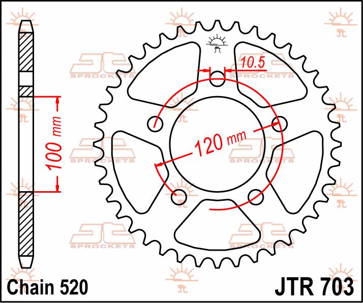 SPROCKET REAR 44T 520