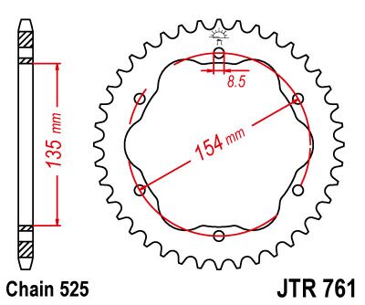 SPROCKET REAR 39T 525 - NEEDS