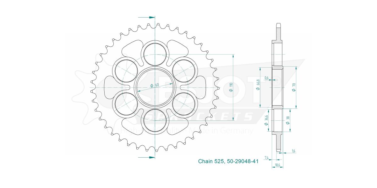 SPROCKET REAR 41T 525