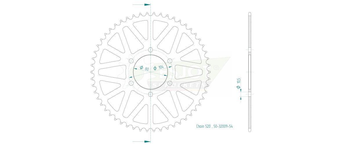 SPROCKET REAR 54T 520