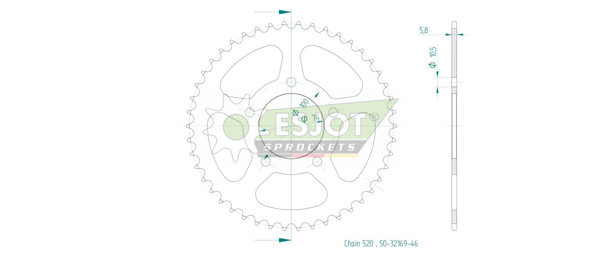 SPROCKET REAR 46T 520