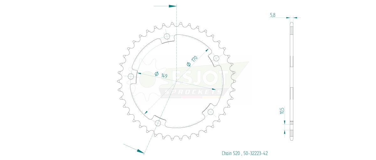 SPROCKET REAR 42T 520