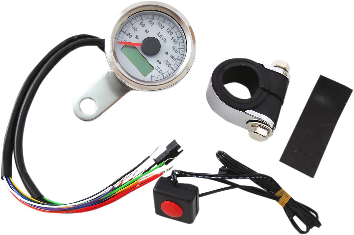 SPEEDO W/4LTS KPH SS/WHT