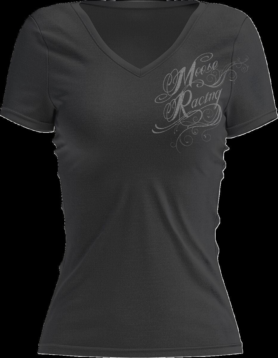 TEE WMN FLOURISH SCRIPT BLACK