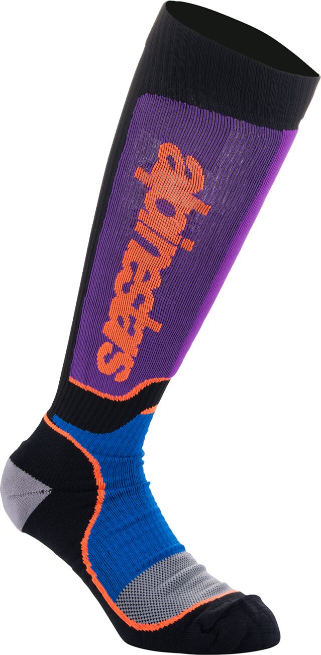 SOCK MX PLUS BLK/PUR/BL L