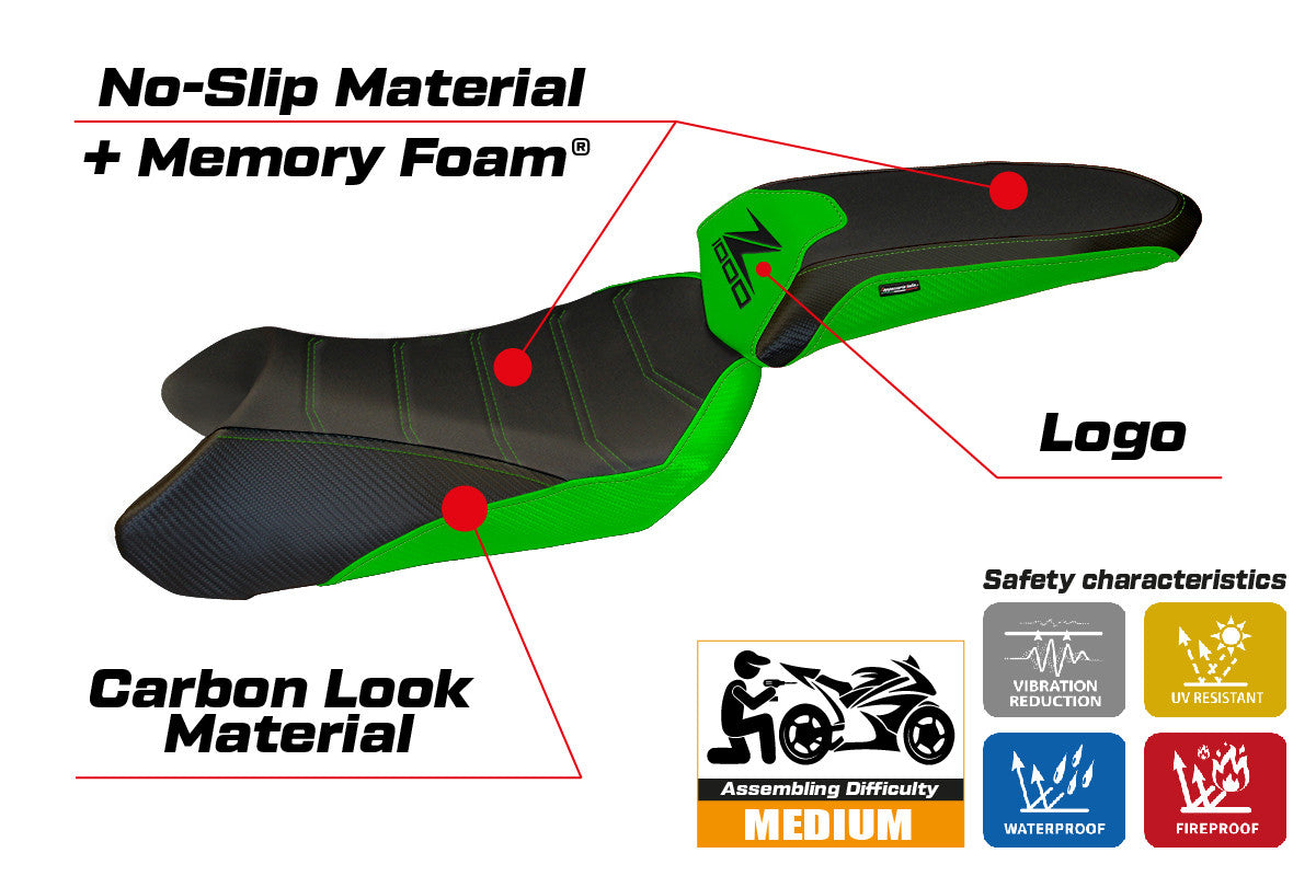 Seat cover compatible - Kawasaki Z 1000 SX  2017 - 2019 - mod Madison 1 Comfort System