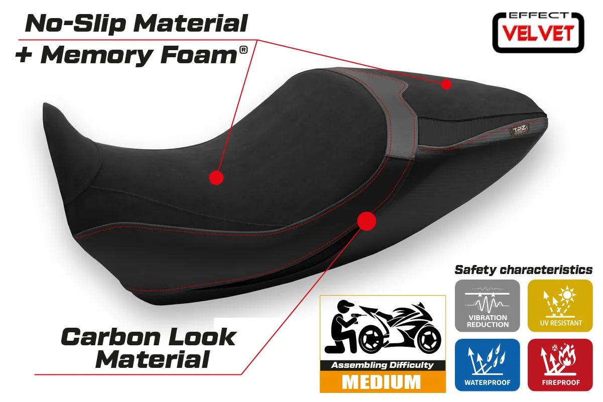 Seat cover compatible - Ducati Diavel 1260 2019 - 2022 - mod Saranda 1 Velvet Comfort System