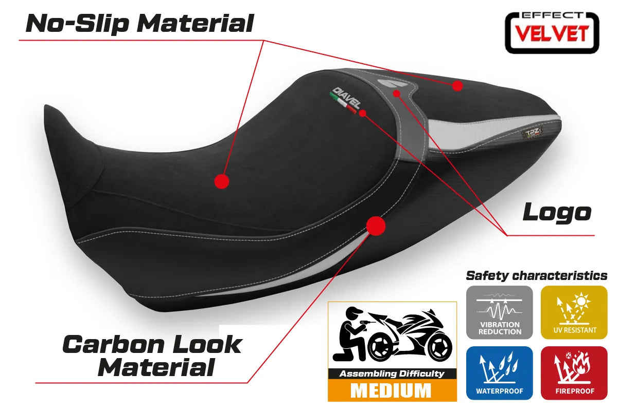 Seat cover compatible - Ducati Diavel 1260 2019 - 2022 - mod Saranda 1 Velvet