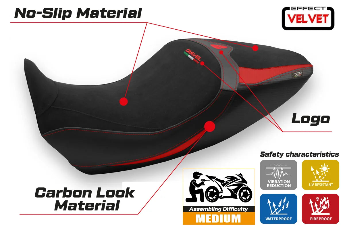 Seat cover compatible - Ducati Diavel 1260 2019 - 2022 - mod Saranda 1 Velvet