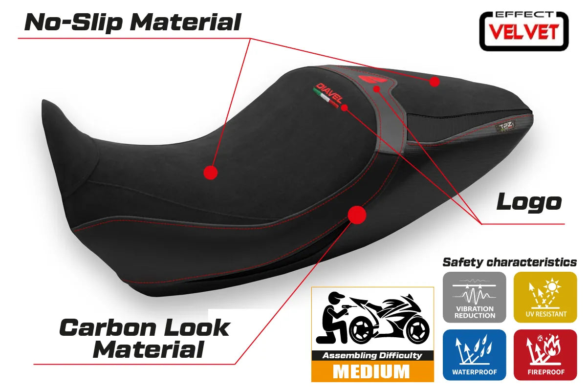 Seat cover compatible - Ducati Diavel 1260 2019 - 2022 - mod Saranda 1 Velvet