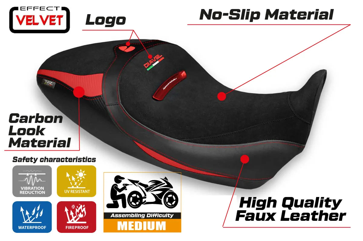 Seat cover compatible - Ducati Diavel 1260 S 2019 - 2022 - mod Braila 1 Velvet