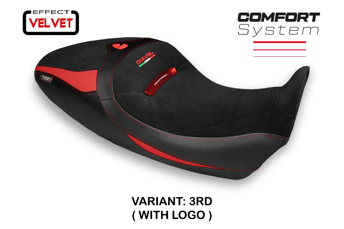 Seat cover compatible - Ducati Diavel 1260 S 2019 - 2022 - mod Costanza 1 Velvet Comfort System