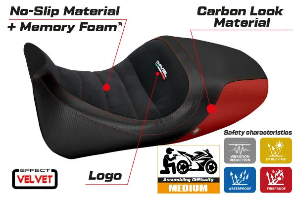 Seat cover compatible - Ducati Diavel 2014 - 2018 - mod Imola 1 Velvet Comfort System