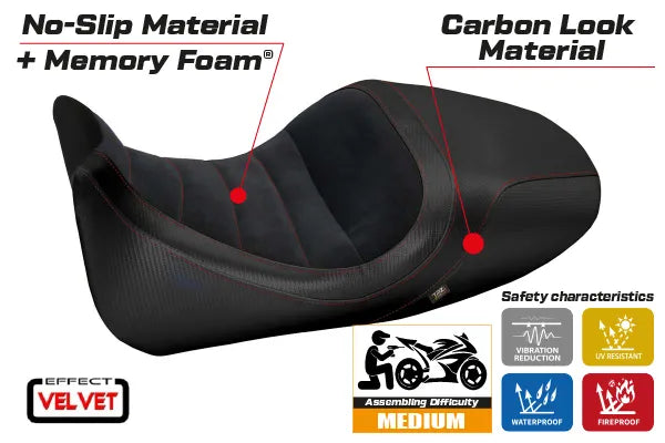 Seat cover compatible - Ducati Diavel 2014 - 2018 - mod Imola 1 Velvet Comfort System