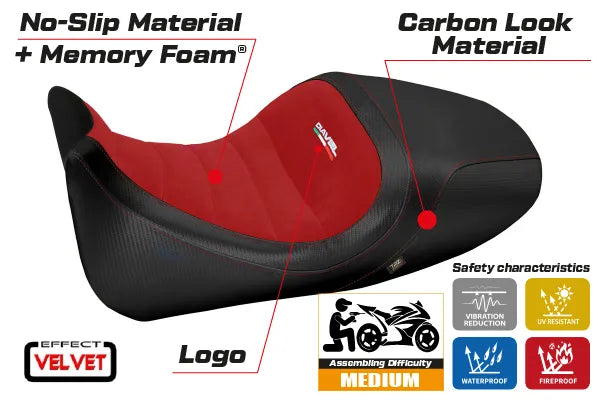 Seat cover compatible - Ducati Diavel 2014 - 2018 - mod Imola 1 Velvet Comfort System
