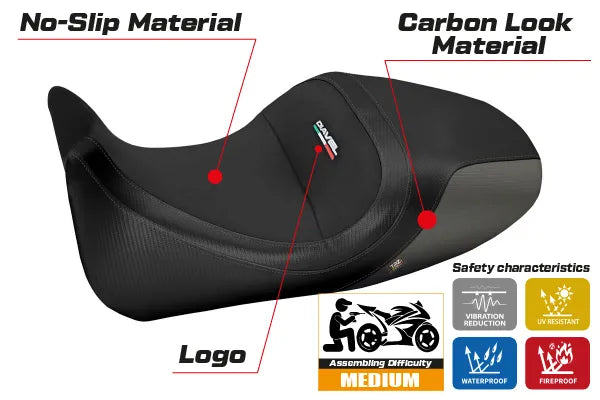 Seat cover compatible - Ducati Diavel 2014 - 2018 - mod Imola 1 Velvet