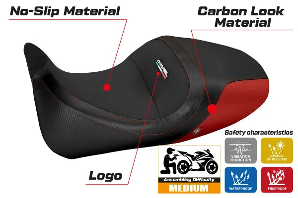 Seat cover compatible - Ducati Diavel 2014 - 2018 - mod Imola 1 Velvet