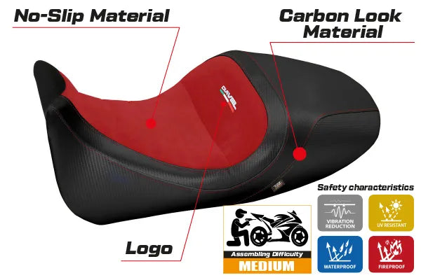 Seat cover compatible - Ducati Diavel 2014 - 2018 - mod Imola 1 Velvet