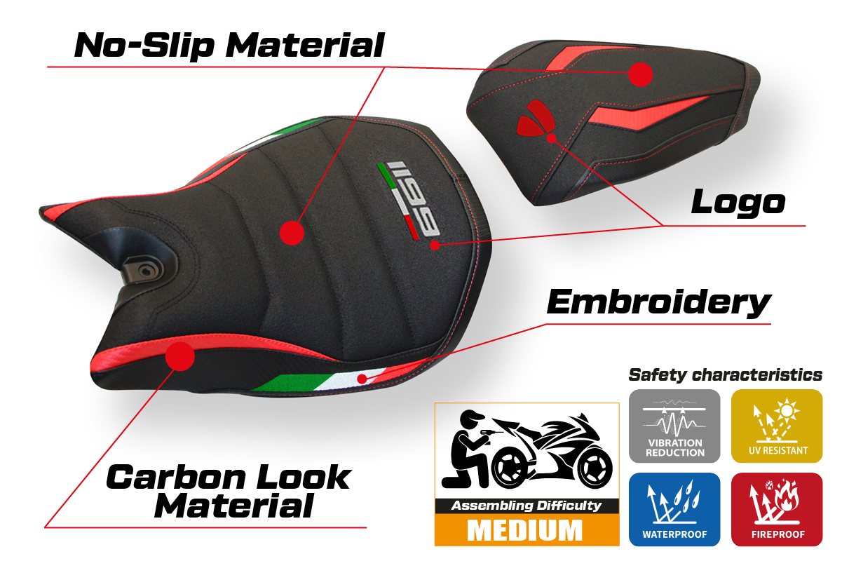 Seat cover compatible - Ducati Panigale 1199 2011 - 2015 - mod Dale Ultragrip