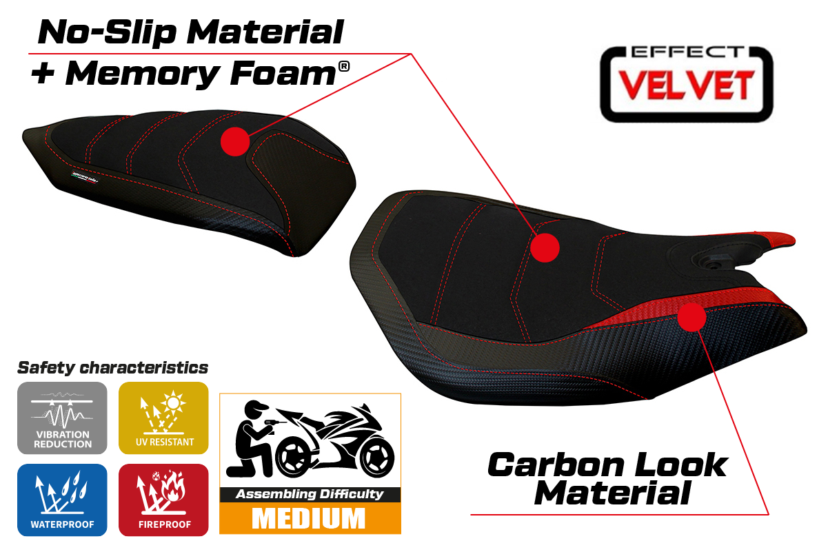 Seat cover compatible - Ducati Panigale 1199 2011 - 2015 - mod Leiden Velvet Comfort System