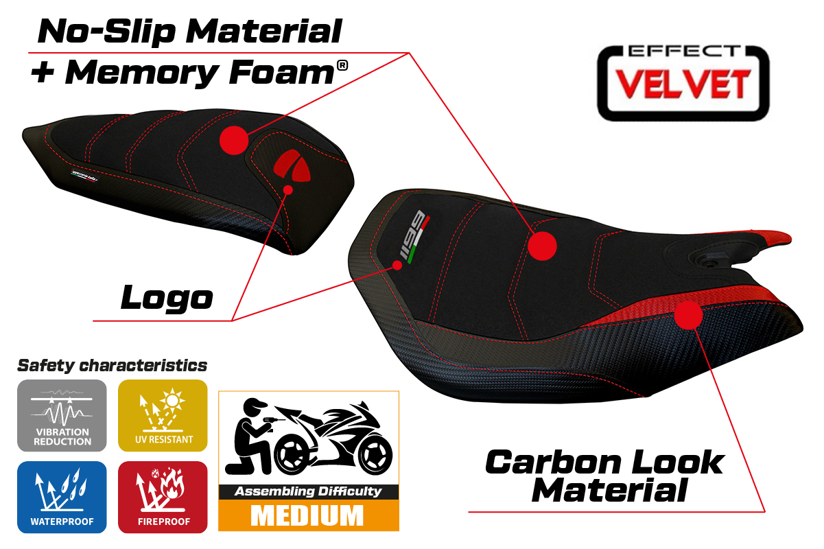 Seat cover compatible - Ducati Panigale 1199 2011 - 2015 - mod Leiden Velvet Comfort System