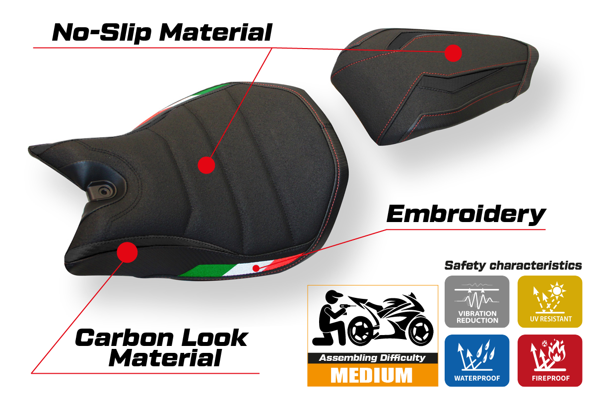 Seat cover compatible - Ducati Panigale 1299 2015 - 2018 - mod Delft Ultragrip