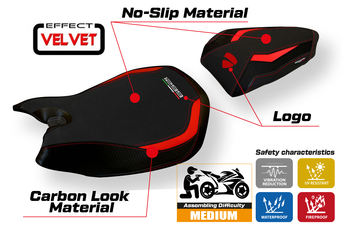 Seat cover compatible - Ducati Panigale 1299 2015 - 2018 - mod Jarvan Velvet