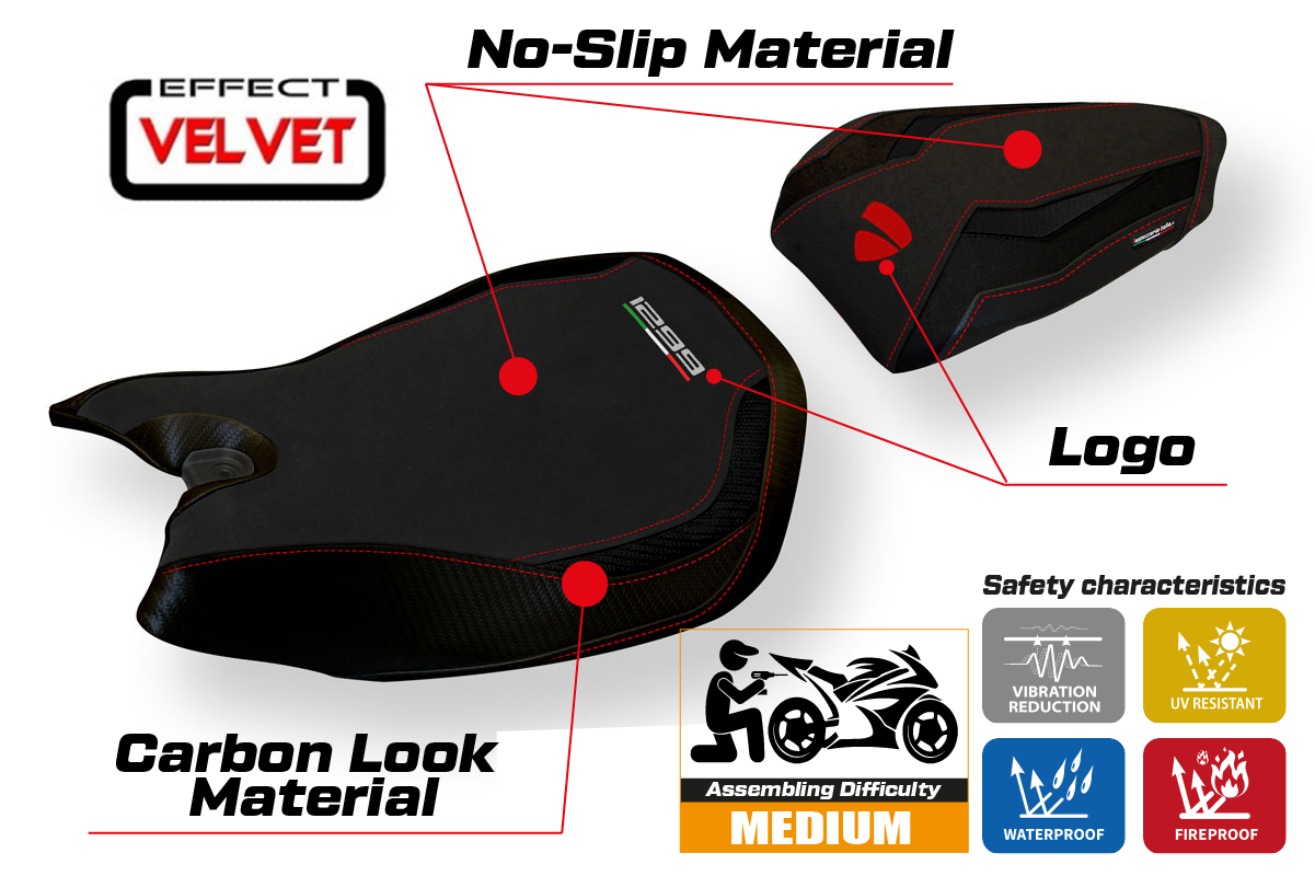 Seat cover compatible - Ducati Panigale 1299 2015 - 2018 - mod Jarvan Velvet