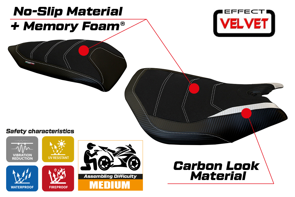 Seat cover compatible - Ducati Panigale 1299 2015 - 2018 - mod Leiden Velvet Comfort System