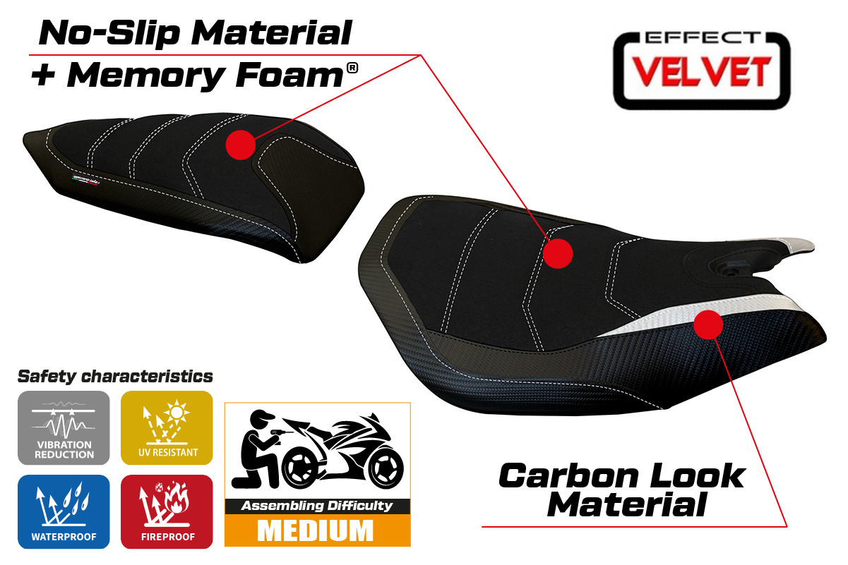 Seat cover compatible - Ducati Panigale 899 2013 - 2015 - mod Leiden Velvet Comfort System