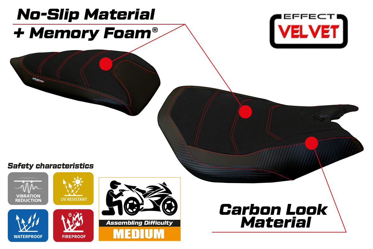 Seat cover compatible - Ducati Panigale 899 2013 - 2015 - mod Leiden Velvet Comfort System