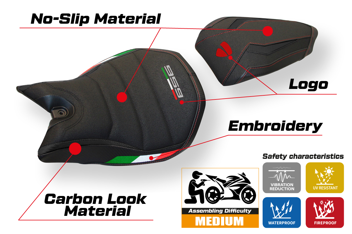 Seat cover compatible - Ducati Panigale 959 2016 - 2018 - mod Delft Ultragrip
