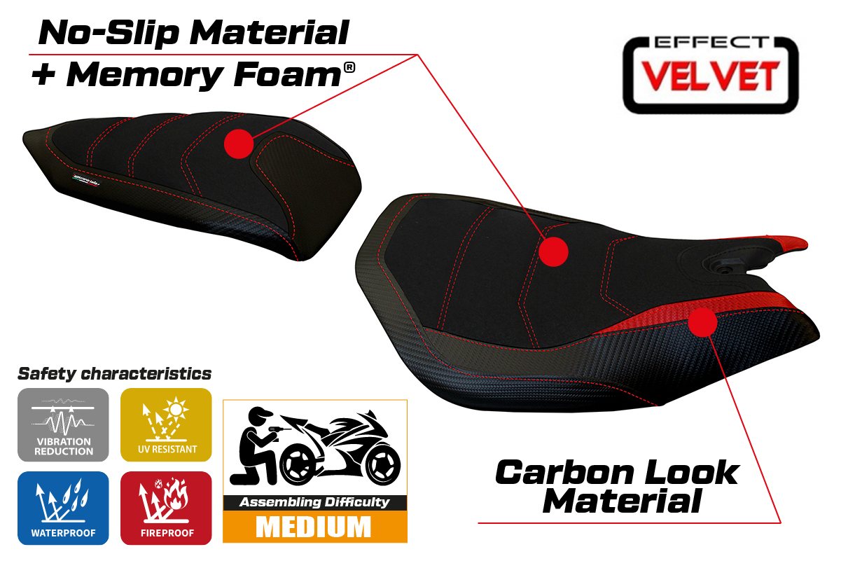 Seat cover compatible - Ducati Panigale 959 2016 - 2018 - mod Leiden Velvet Comfort System