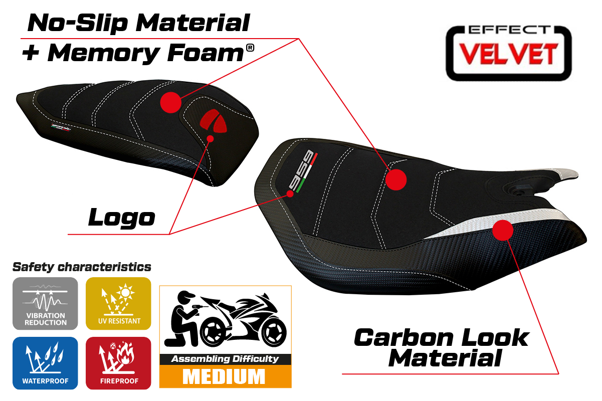 Seat cover compatible - Ducati Panigale 959 2016 - 2018 - mod Leiden Velvet Comfort System