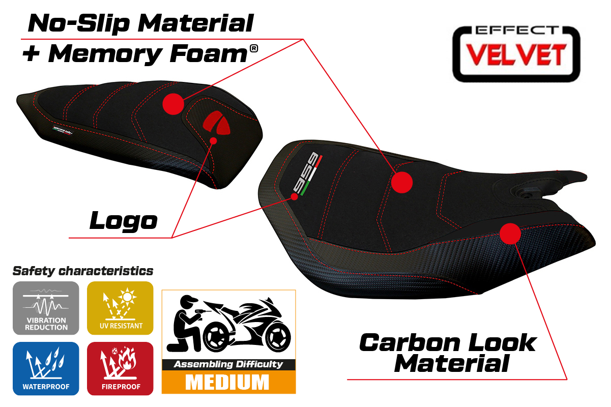 Seat cover compatible - Ducati Panigale 959 2016 - 2018 - mod Leiden Velvet Comfort System