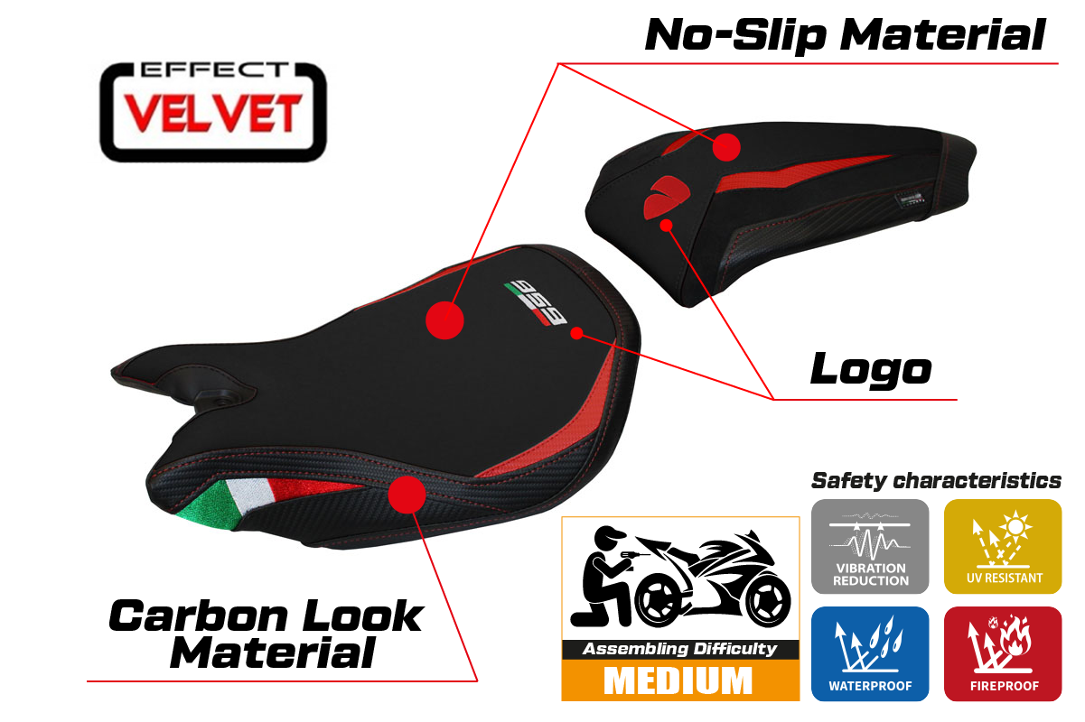 Seat cover compatible - Ducati Panigale 959 2016 - 2018 - mod Paris Velvet