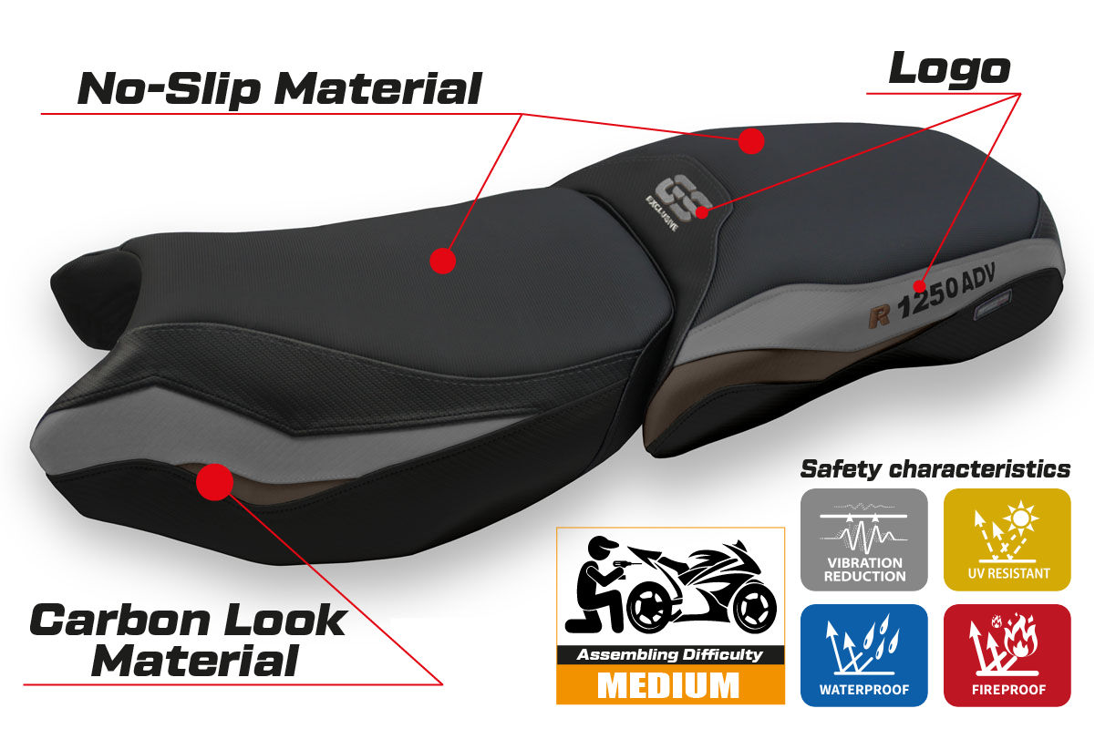 Seat cover compatible - BMW R 1250 GS ADVENTURE 2019 - 2024 - mod Baceno 3