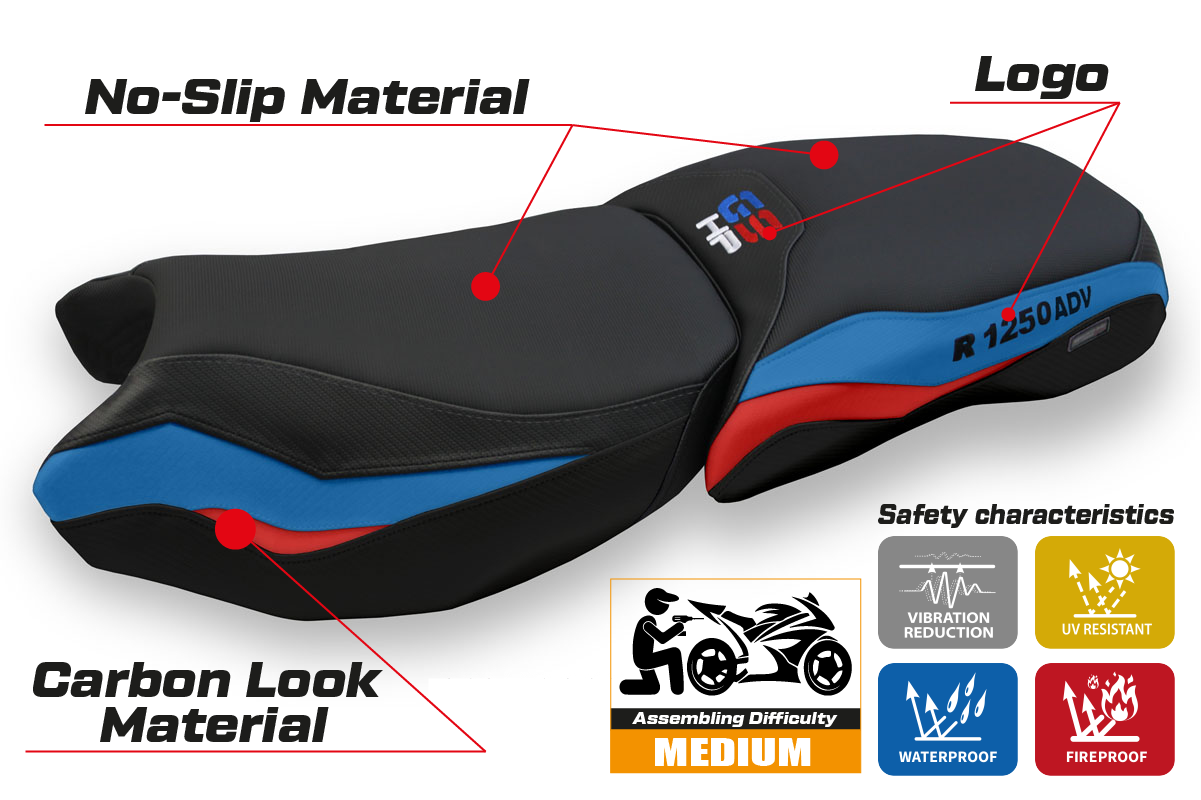 Seat cover compatible - BMW R 1250 GS ADVENTURE 2019 - 2024 - mod Baceno