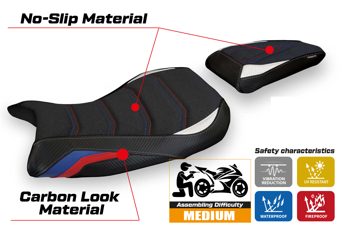 Seat cover compatible - BMW S 1000 RR 2019-2025 - mod Atina 1 Ultragrip