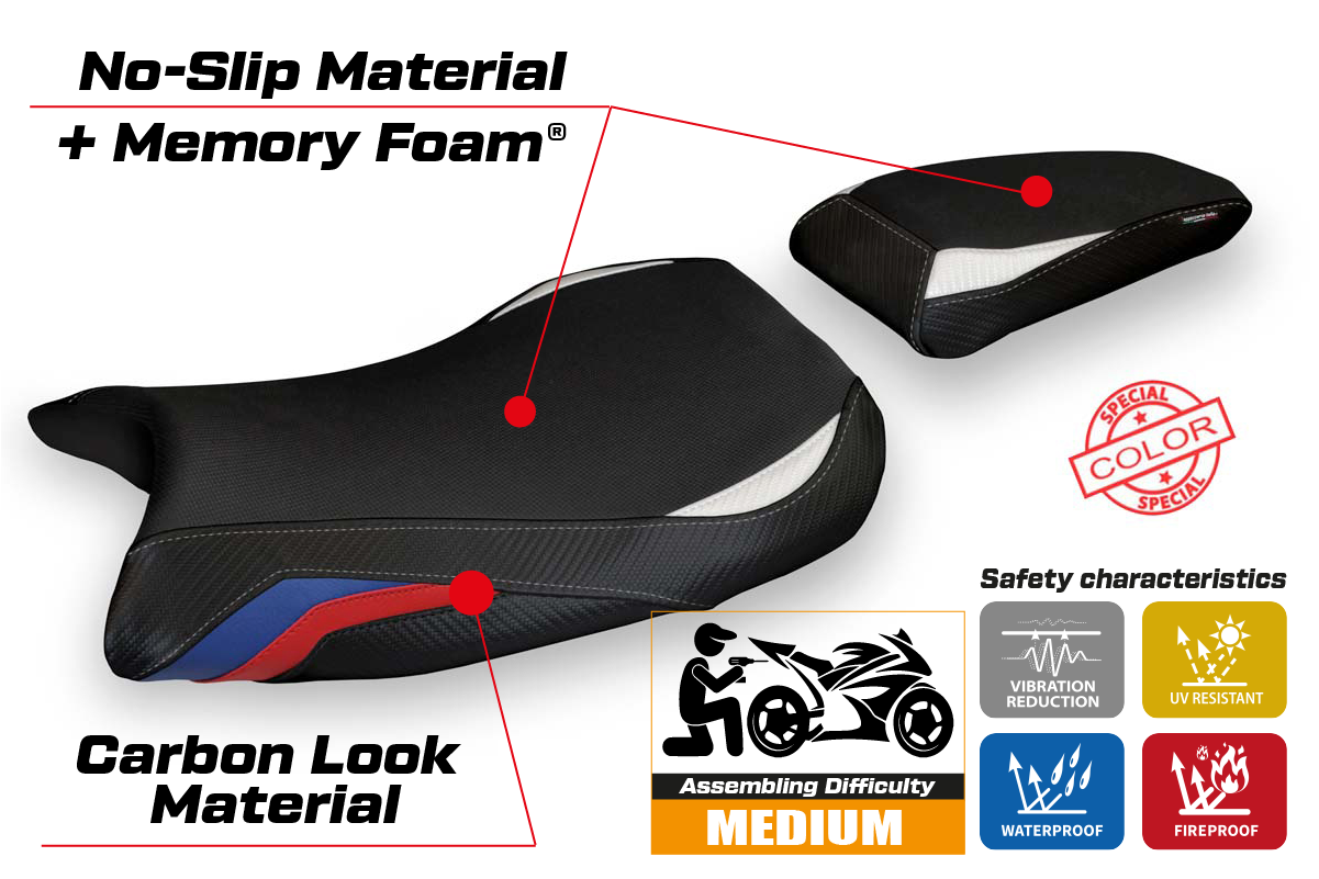 Seat cover compatible - BMW S 1000 RR 2019-2025 - mod Deruta 1 Comfort System