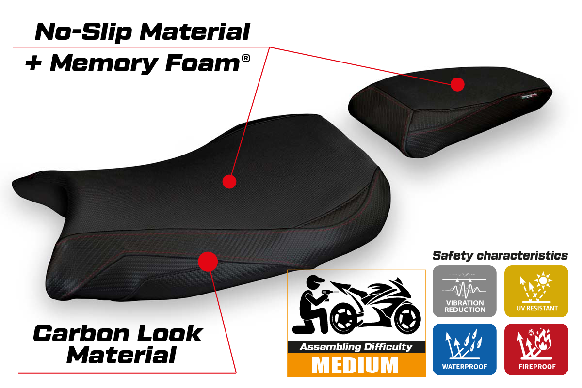 Seat cover compatible - BMW S 1000 RR 2019-2025 - mod Deruta 1 Comfort System