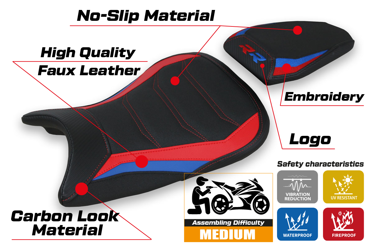 Seat cover compatible - BMW S 1000 RR M-Sport 2019-2025 - mod Baltar Ultragrip