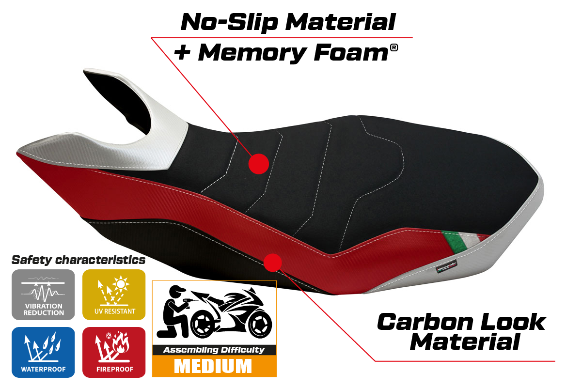 Seat cover compatible - Ducati Hypermotard 796 / 1100 / 1100 EVO 2007 - 2012 - Mod Medea Special Color Comfort System