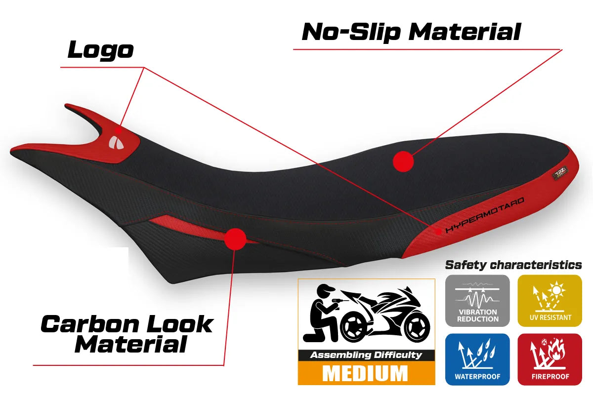Seat cover compatible - Ducati Hypermotard 950 2019-2025 - mod Cuba 1